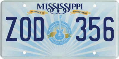 MS license plate ZOD356