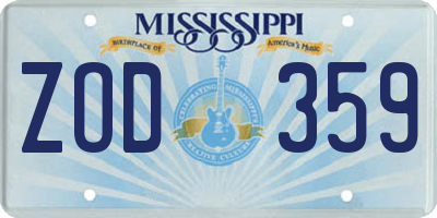 MS license plate ZOD359