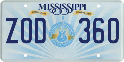 MS license plate ZOD360