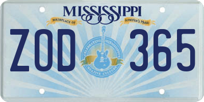 MS license plate ZOD365