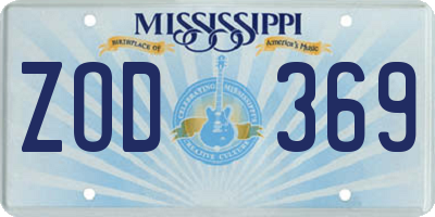 MS license plate ZOD369