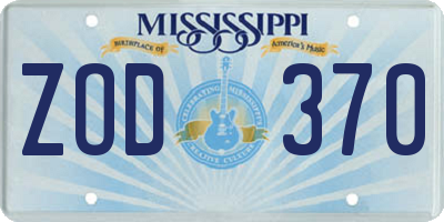 MS license plate ZOD370