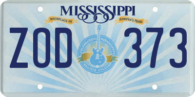 MS license plate ZOD373