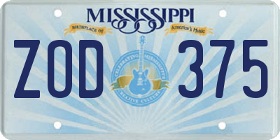 MS license plate ZOD375