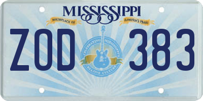 MS license plate ZOD383