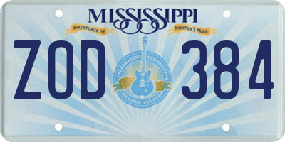 MS license plate ZOD384