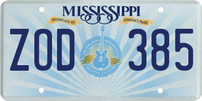 MS license plate ZOD385