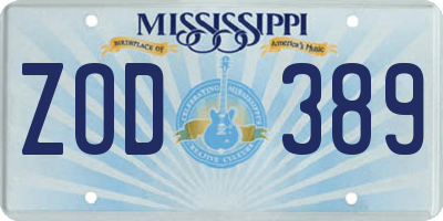 MS license plate ZOD389
