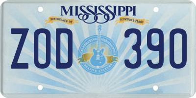 MS license plate ZOD390