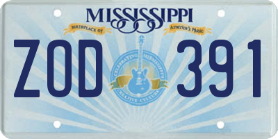 MS license plate ZOD391
