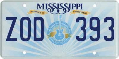 MS license plate ZOD393