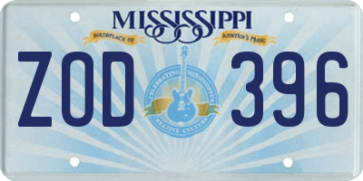 MS license plate ZOD396