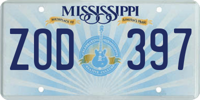MS license plate ZOD397