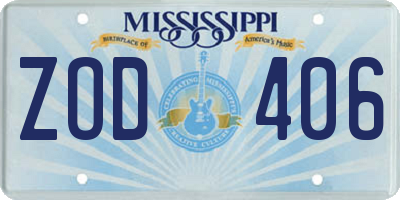 MS license plate ZOD406