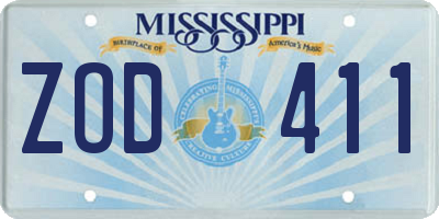 MS license plate ZOD411