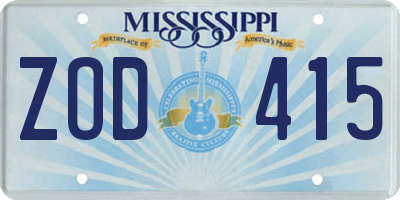 MS license plate ZOD415