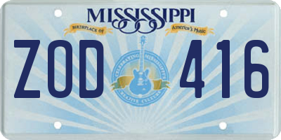 MS license plate ZOD416