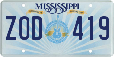 MS license plate ZOD419