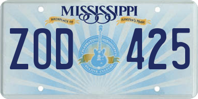 MS license plate ZOD425