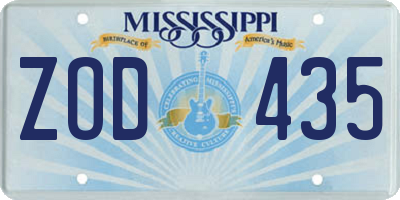 MS license plate ZOD435