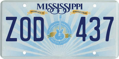 MS license plate ZOD437