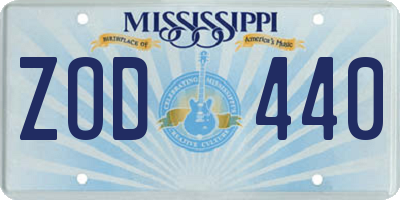 MS license plate ZOD440