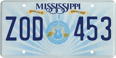 MS license plate ZOD453