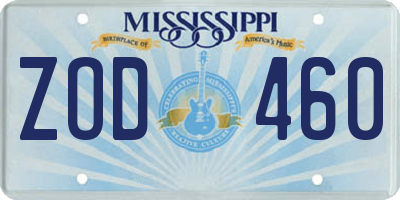 MS license plate ZOD460