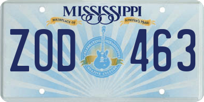 MS license plate ZOD463