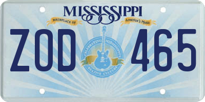 MS license plate ZOD465