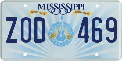 MS license plate ZOD469