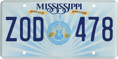 MS license plate ZOD478