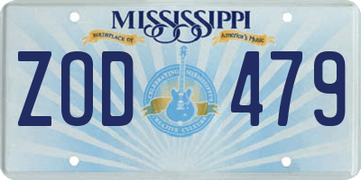 MS license plate ZOD479