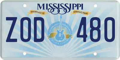 MS license plate ZOD480