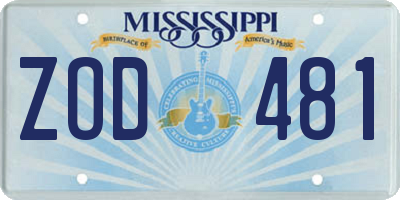 MS license plate ZOD481