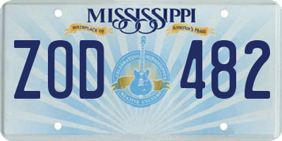 MS license plate ZOD482