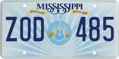MS license plate ZOD485