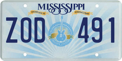MS license plate ZOD491