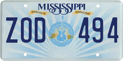 MS license plate ZOD494