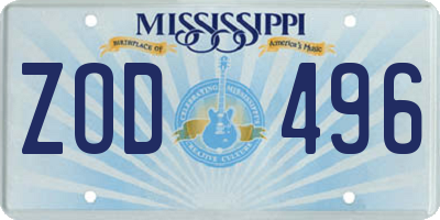 MS license plate ZOD496