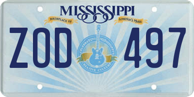 MS license plate ZOD497