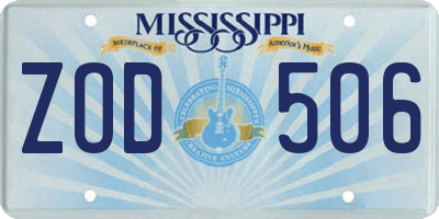 MS license plate ZOD506