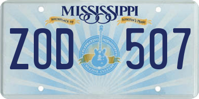 MS license plate ZOD507