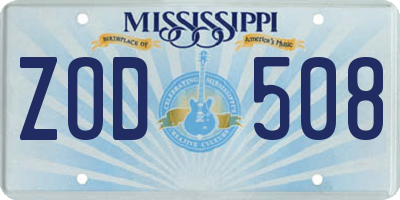 MS license plate ZOD508