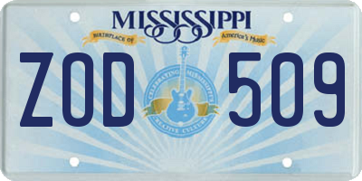MS license plate ZOD509