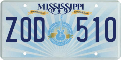 MS license plate ZOD510