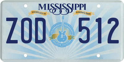 MS license plate ZOD512