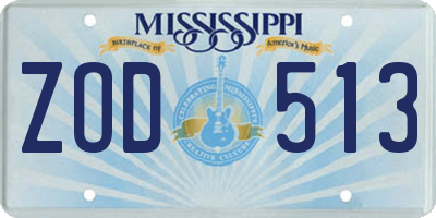 MS license plate ZOD513