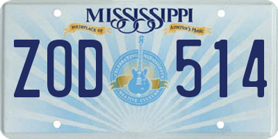 MS license plate ZOD514