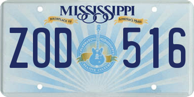 MS license plate ZOD516